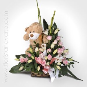 Cesta De Flores Y Peluche